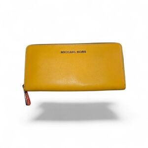 Michael Kors Yellow Zip-Around Leather Wallet